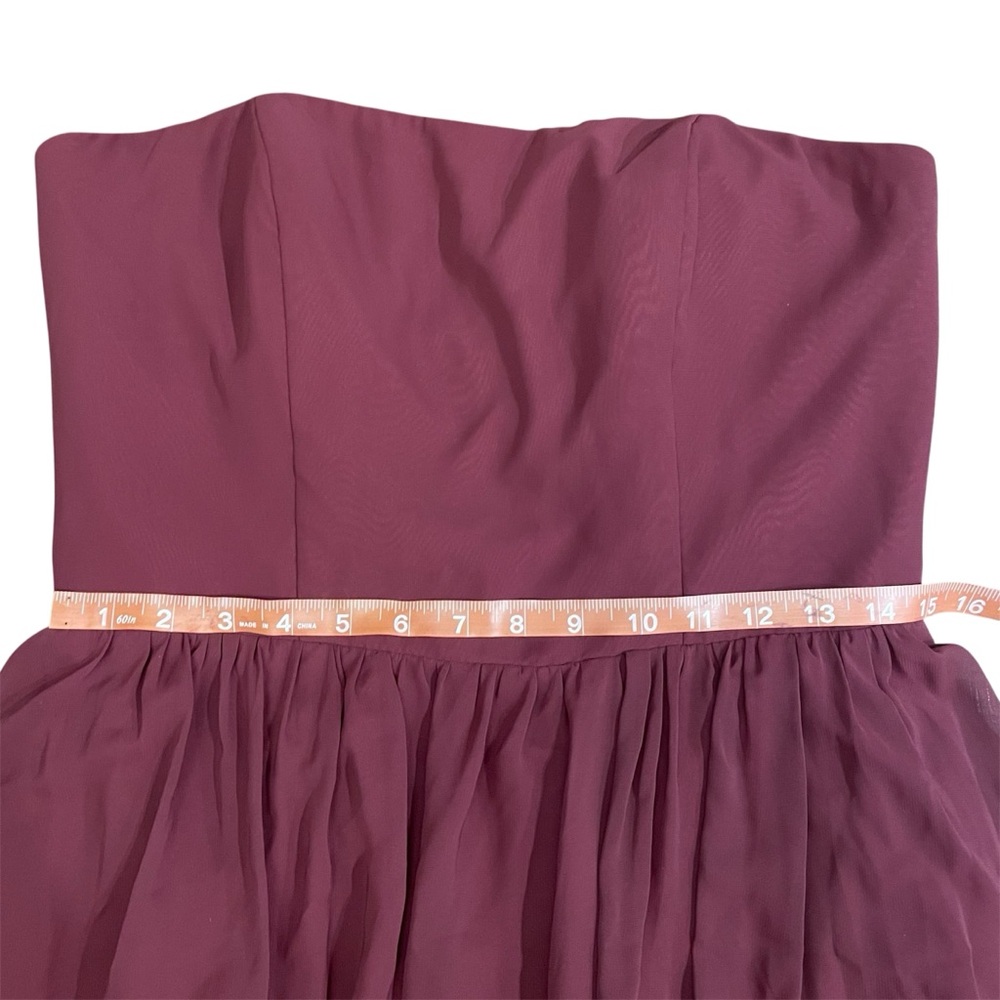 D'ZAGE Bridesmaid Strapless Wine Burgundy Prom Bridal Homecoming Dress Women’s L - Picture 6 of 6